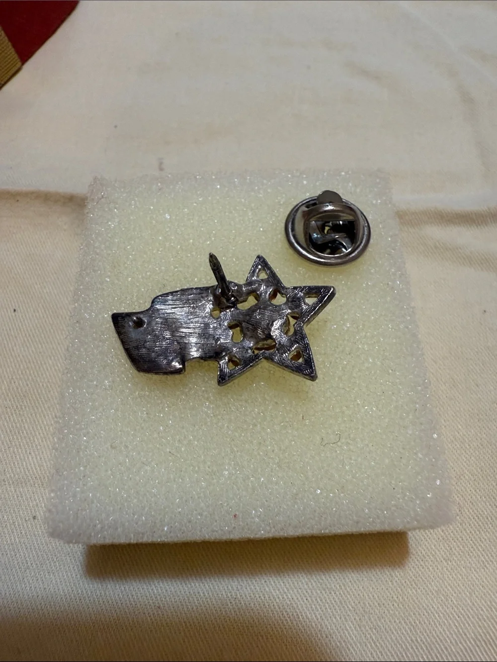 Crystal Star and Flag Enamel Brooch - Red, White & Blue